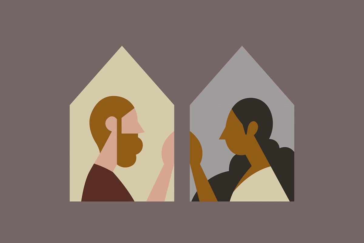 Profiles of a couple separated in different homes